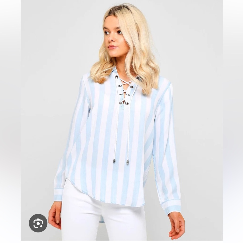 Rails • Uli Block Stripe Lace Up Top • Size Small